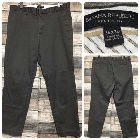 Banana Republic Tapered Fit Chino Pants Men’s 36x30 Gray Stretch - Picture 1 of 10